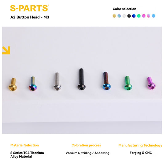 S-PARTS M3 A2 Truss Head Titanium Bolts for Bicycle Brakes & Components (L6-L15)