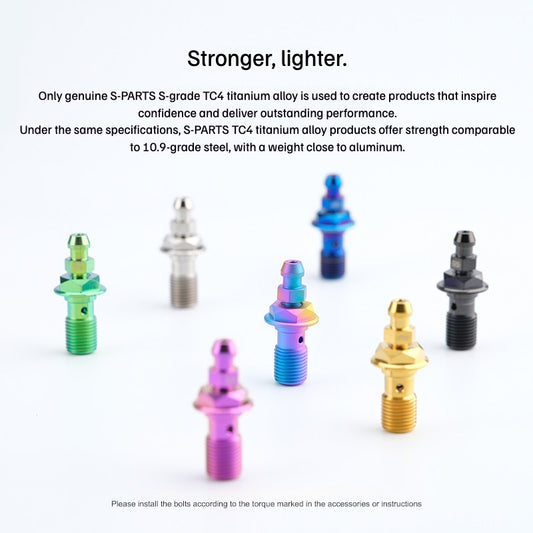 SPARTS M10 Single-Hole Banjo Bolt with Bleeder – Hex Head Titanium Bolt P1.0 / P1.25 for Motorcycles & Bicycles