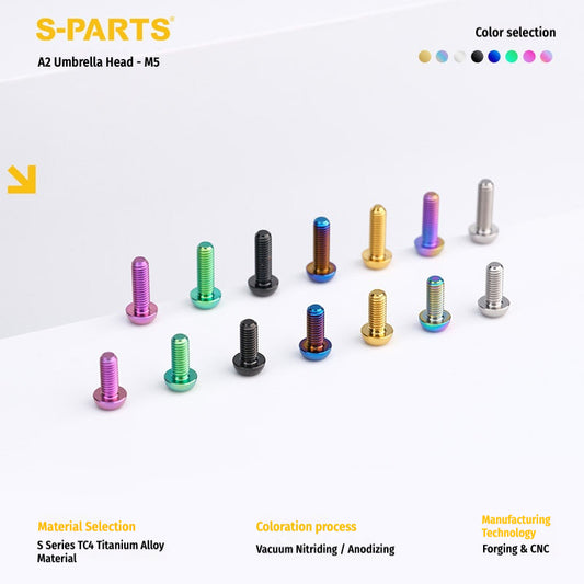 SPARTS A2 M5 Titanium Button Head Bolts for Bicycle Brake Caliper Upgrades Ultra-Light Fasteners
