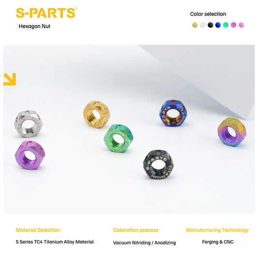 SPARTS Black Titanium Alloy Hex Nuts – TC4 Motorcycle Locking & Fastening Nuts M4 M5 M6 M8 M10 M12