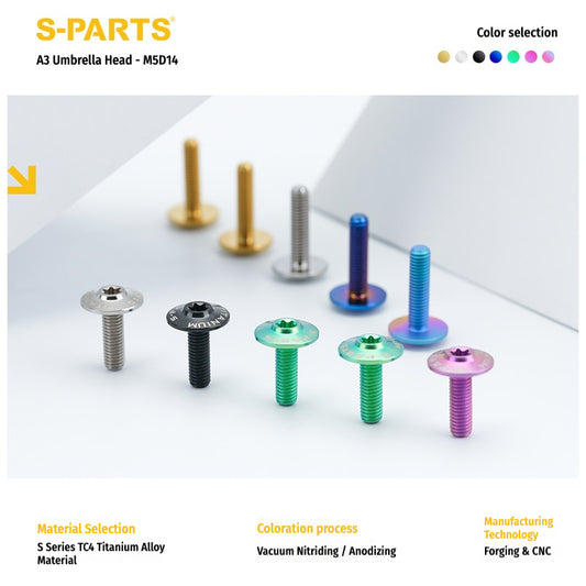 SPARTS A3 M5×L12-20 D14 Titanium Button Head Bolts for Motorcycle Upgrades