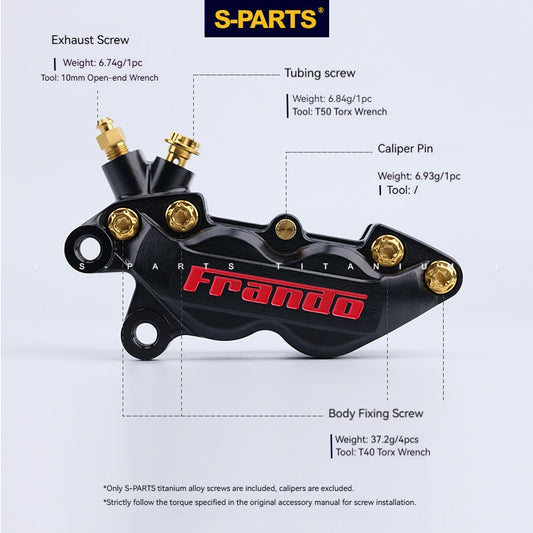 Frando FR6 / F101 Titanium Caliper Bolt Kit | SPARTS TC4 CNC Brake Upgrade Screws