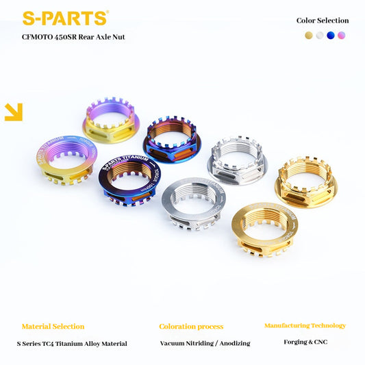 SPARTS Titanium Front & Rear Axle Nuts for CFMOTO 450SR – Motorcycle Upgrade