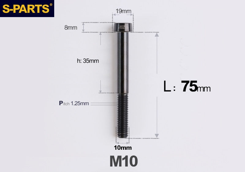 SPARTS Titanium Anti-Theft Fasteners M10×L20-80 D19 P1.25 – Brake Caliper Locking Screw for Motorcycle