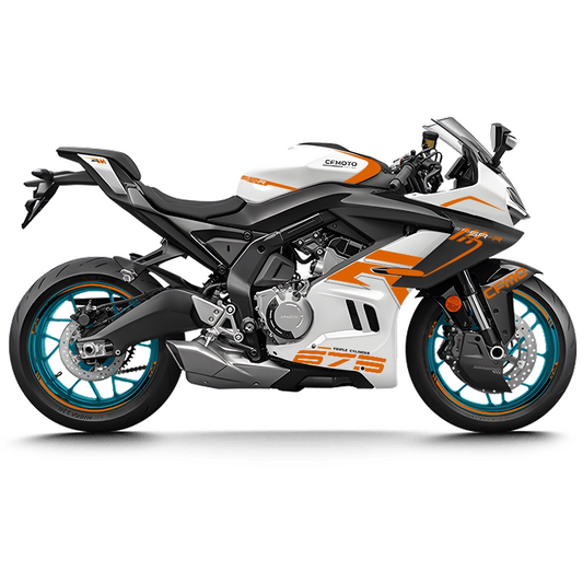 CFMOTO 675SR Violet Graphic Decal Kit Motorcycle Body & Rim Stickers — White Motorcycle