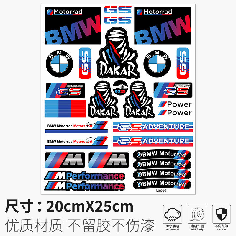 BMW Motorcycle Sticker Set | Creative Waterproof Decals for Helmet, Body & Panniers | BMW Logo & GS Adventure Styling
