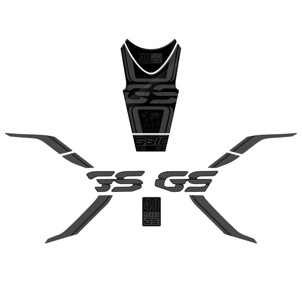 BMW G310GS (2018–2022) 40th Anniversary / Triple Black Full Body Color Change Sticker Kit Tank Fishbone Anti-Slip Graphics Set