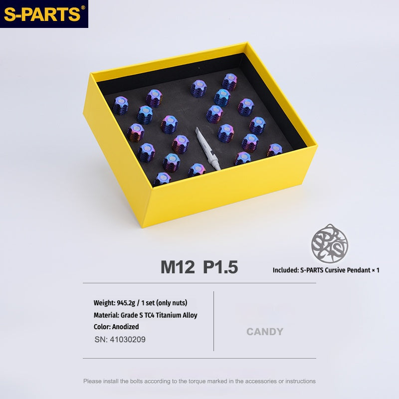 S-PARTS Titanium M12 Car Wheel Lug Nut Set