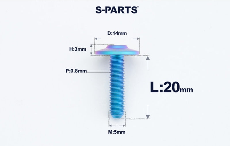SPARTS A3 M5×L12-20 D14 Titanium Button Head Bolts for Motorcycle Upgrades