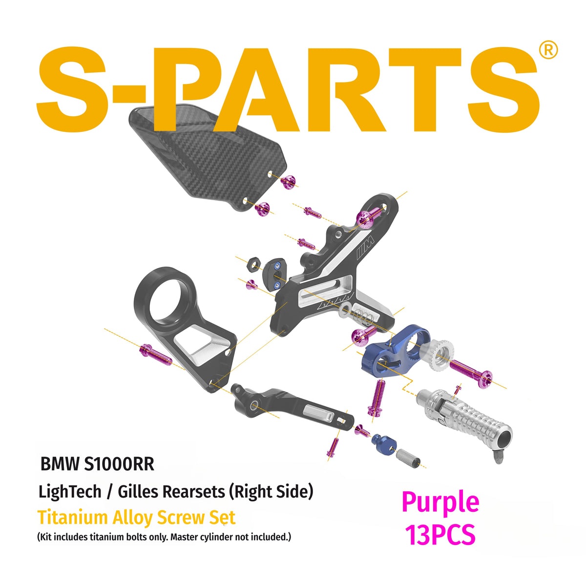 SPARTS BMW S1000RR Titanium Rearset Bolt Kit for LighTech / Gilles Tooling