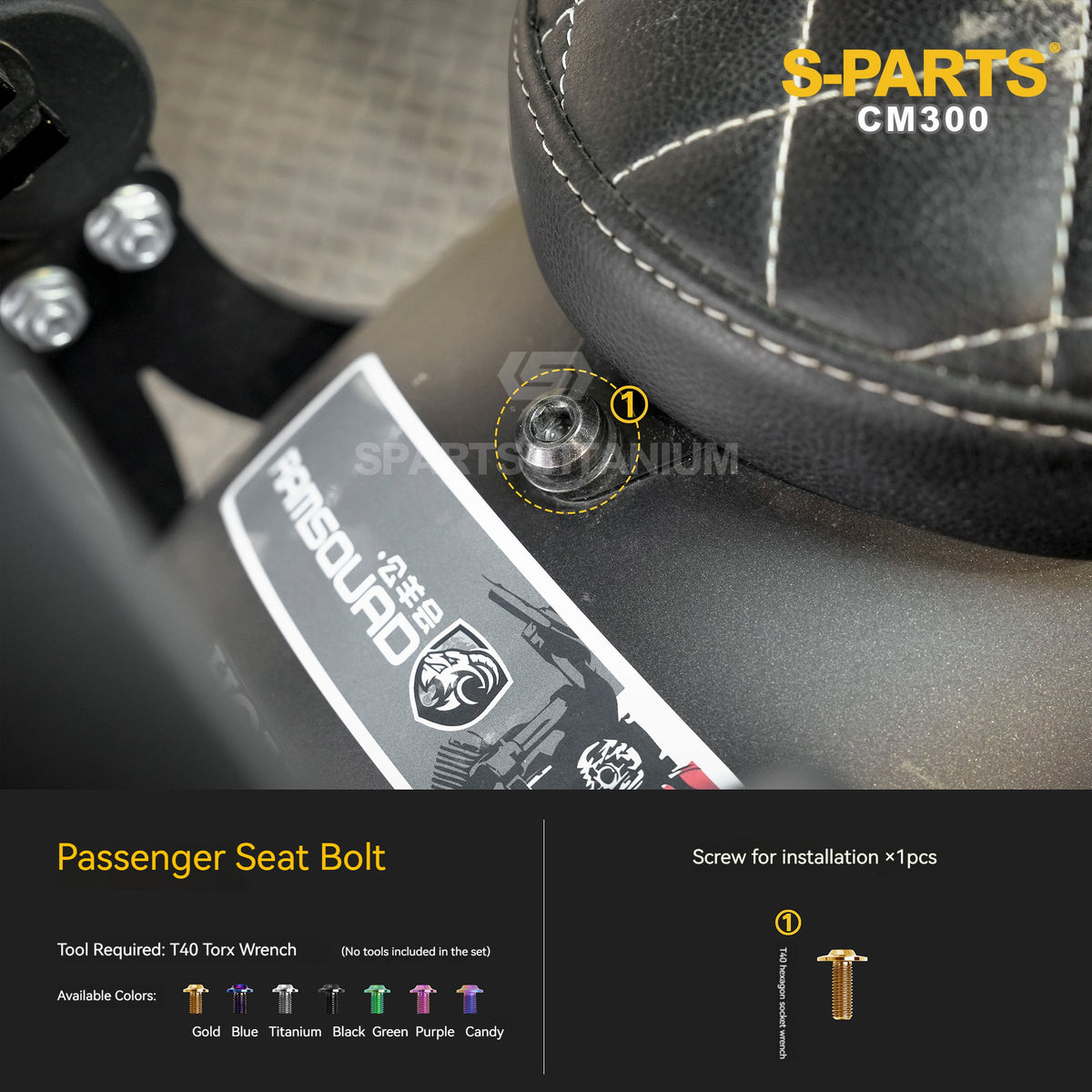SPARTS Titanium Bodywork, Fuel Tank Cap & Radiator Guard Bolt Kit for Honda CM300 / Rebel 300 (15 Pcs)