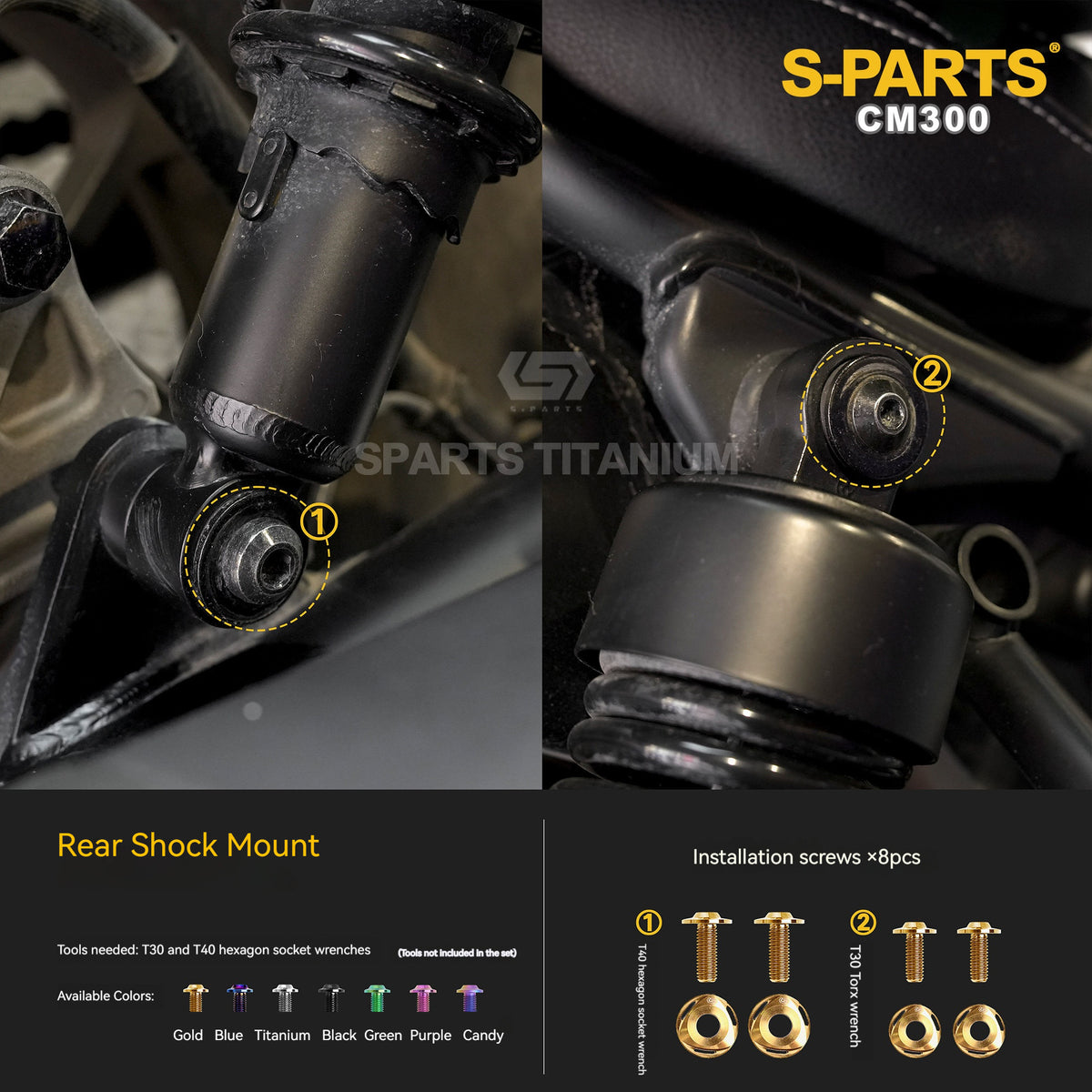 SPARTS Titanium Handlebar, Triple Tree & Suspension Bolt Kit for Honda CM300 / Rebel 300