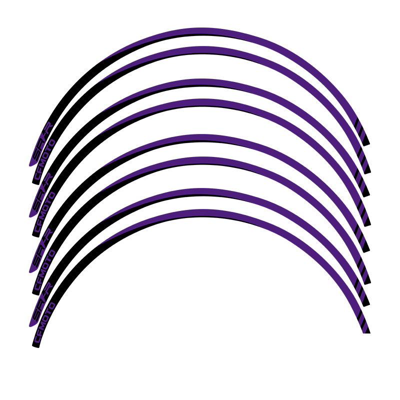 CFMOTO 675SR Violet Graphic Decal Kit Motorcycle Body & Rim Stickers — Black Motorcycle