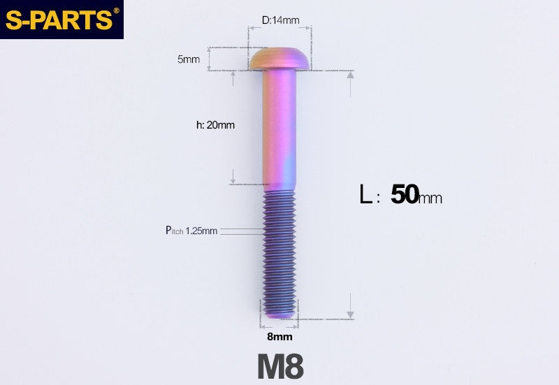 S-PARTS M8 A2 Series TC4 Titanium Bolts – Button Head Fasteners for Bicycle & E-Bike Upgrades