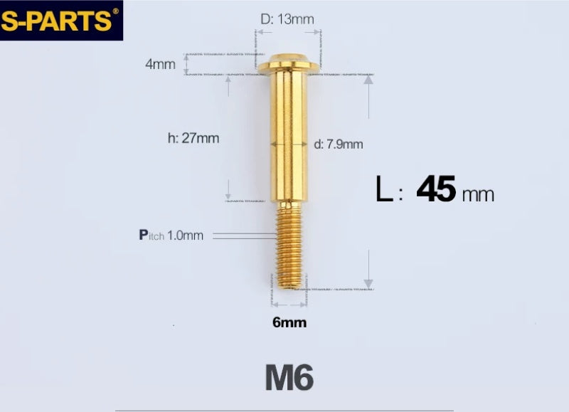 SPARTS M6 Titanium Shoulder Bolts for Motorcycle Brake Discs