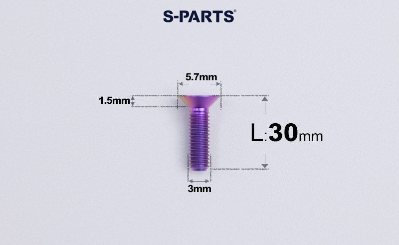 SPARTS Series M3 L6-30 Countersunk Titanium Bolt for motocycle