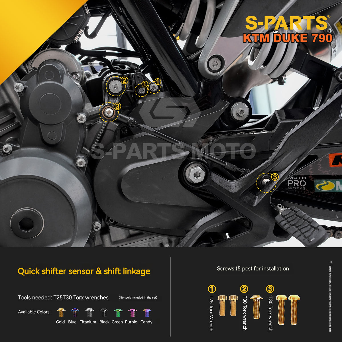 S-parts Titanium Front & Rear Brake / Suspension Bolt Kit for KTM DUKE 790