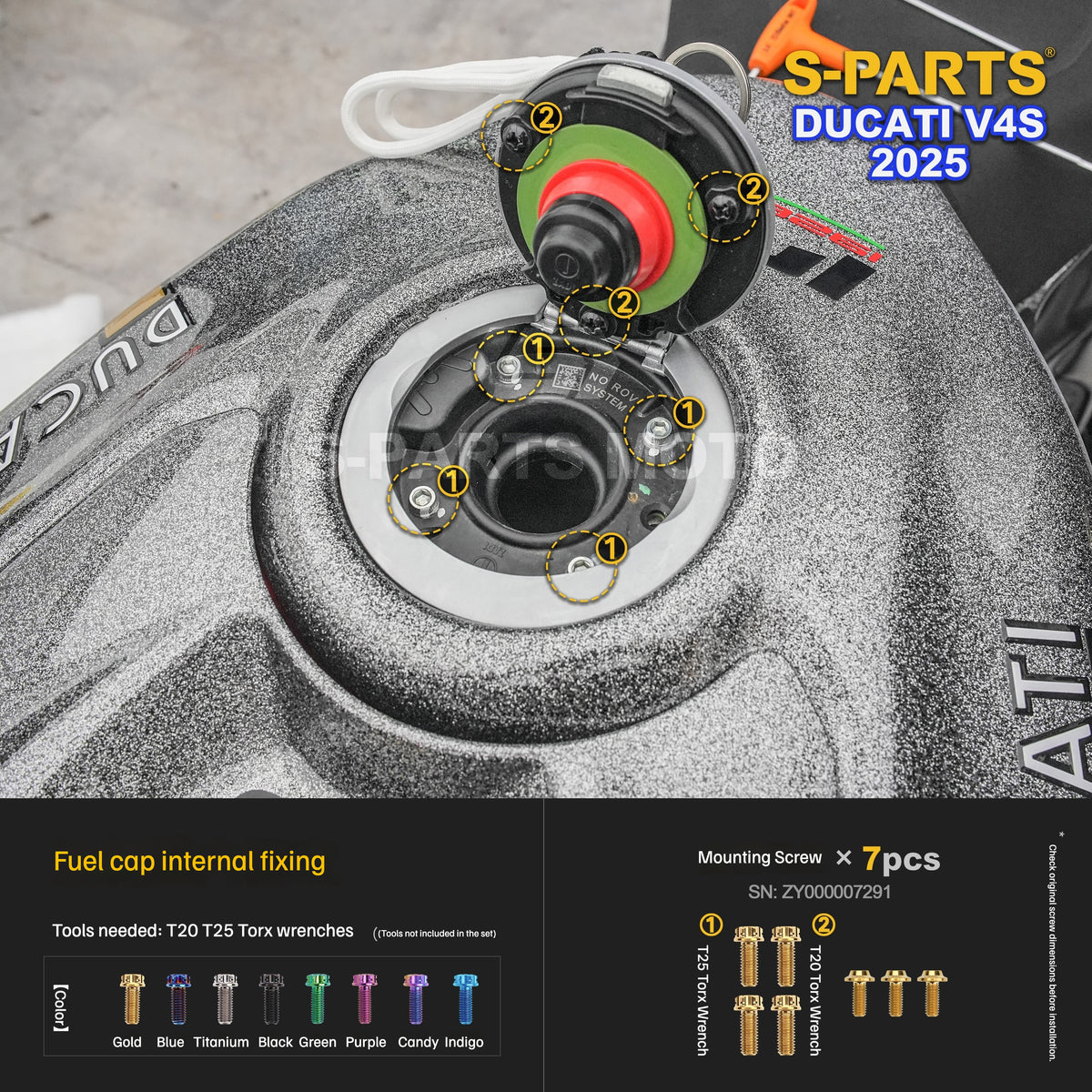 S-PARTS Titanium Fastener Kit Bodywork/Subframe and Exhaust for Ducati Panigale V4 S 2025