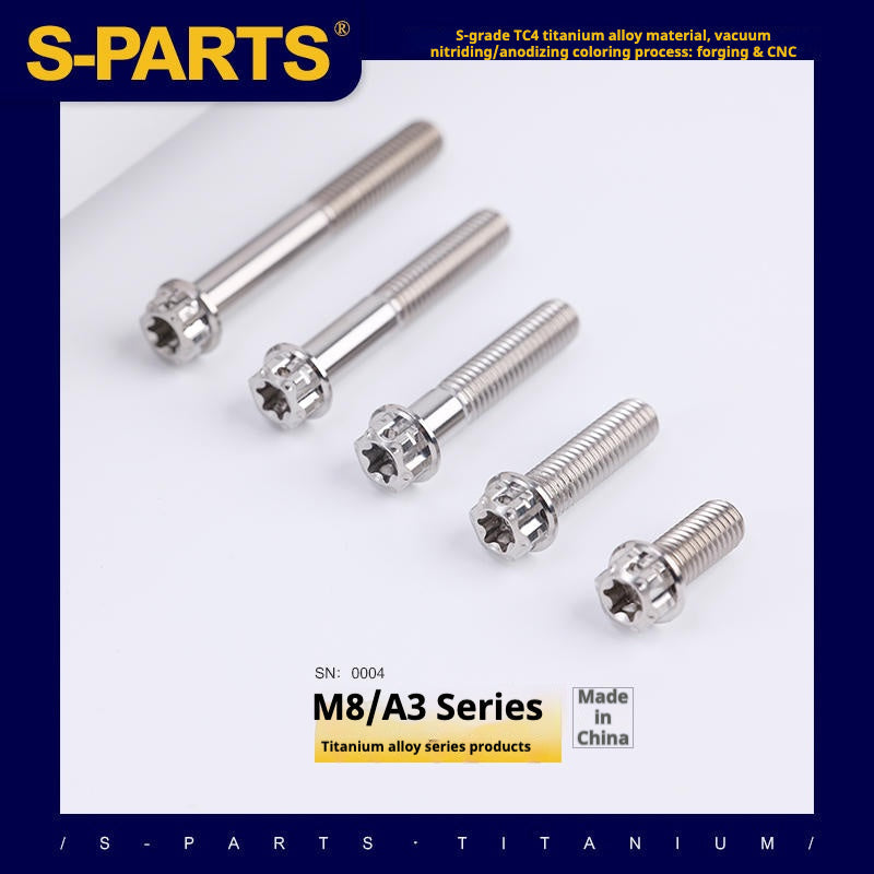 S-PARTS Titanium M8 Bolts A3 Series | Motorcycle Modification Screws for Caliper, Handlebar, Suspension | L10-120mm