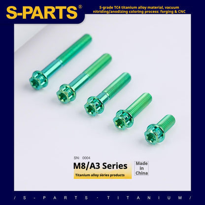SPARTS A3 Series Green Titanium Screws M8 L10–120mm for Motorcycle Bicycle Car