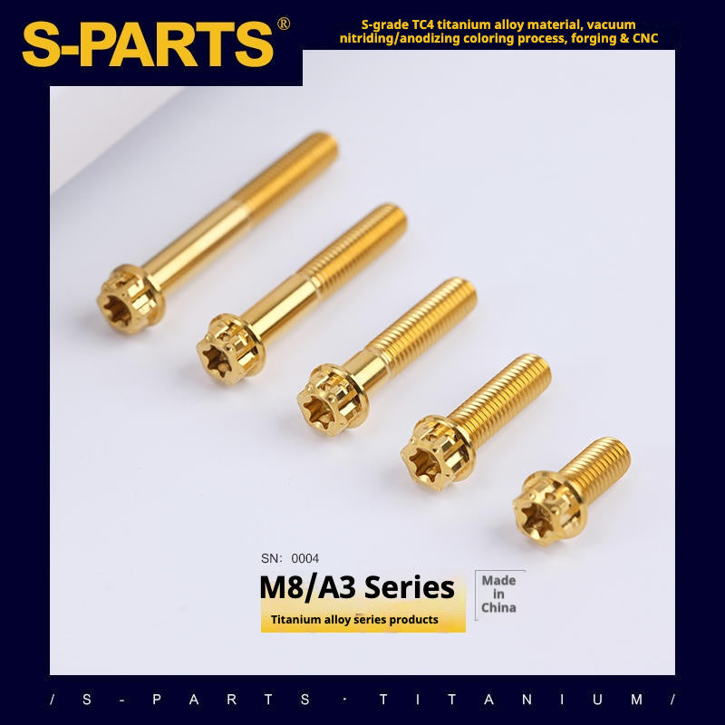 SPARTS A3 Series Golden Titanium Screws M8 L10–120mm for Motorcycle, Bicycle & Car