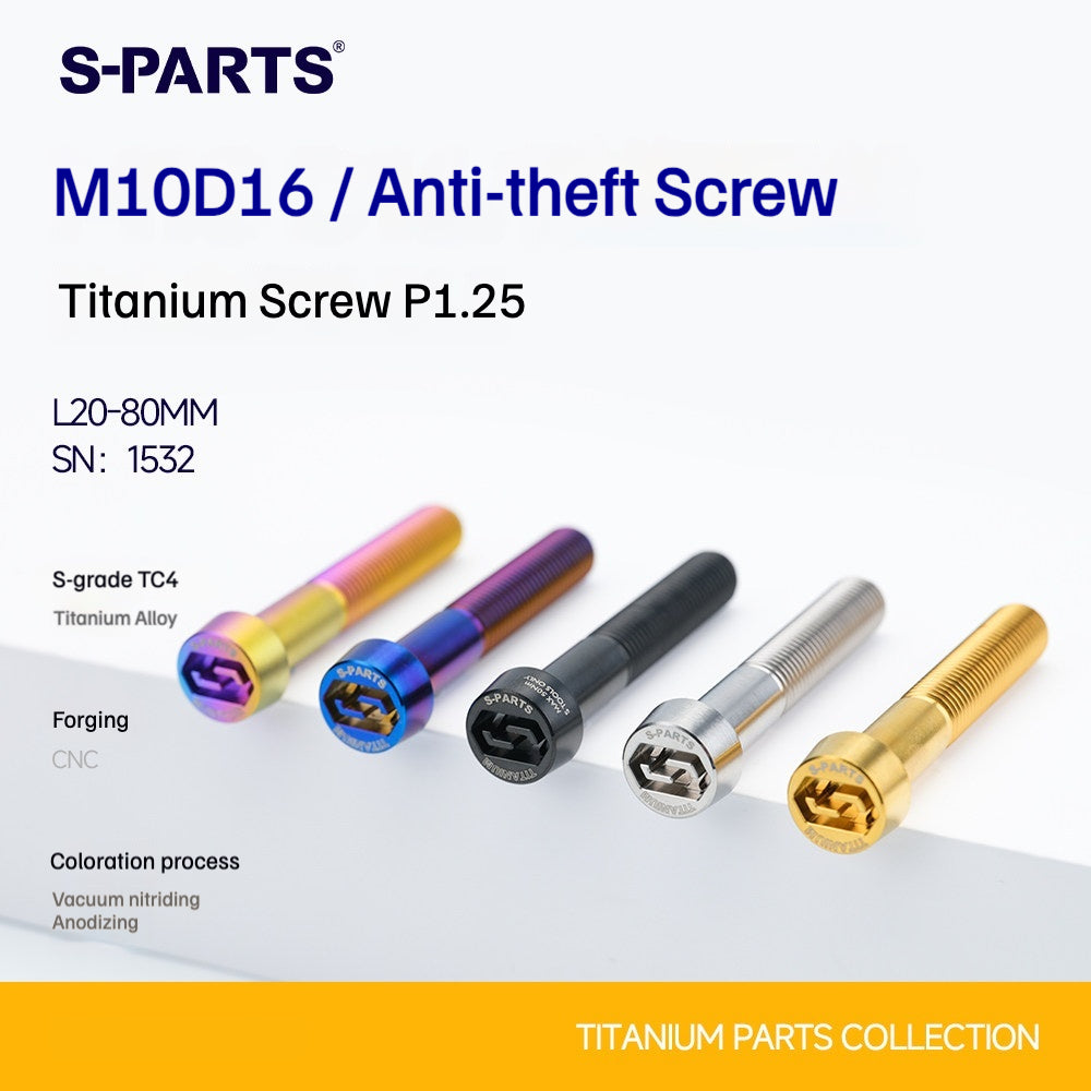 SPARTSTitanium Anti-Theft Fasteners M10×L20-80 D16 P1.25 – Brake Caliper Locking Screw for Motorcycle