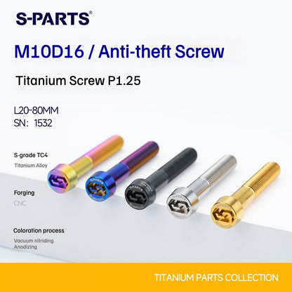 SPARTSTitanium Anti-Theft Fasteners M10×L20-80 D16 P1.25 – Brake Caliper Locking Screw for Motorcycle
