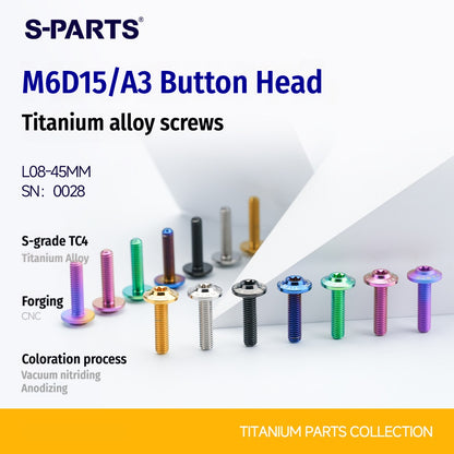 SPARTS A3 Series M6 Titanium Button Head Bolt D15 Grade TC4 | Motorcycle &Bike Upgrade Screw