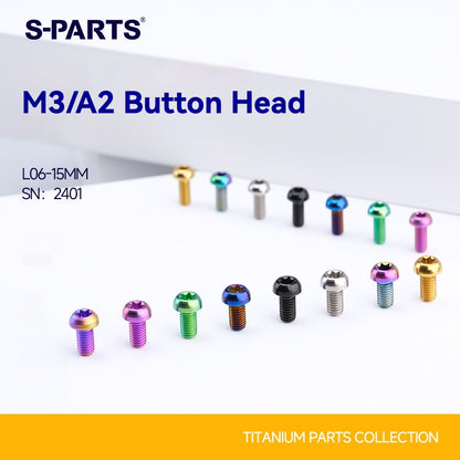 S-PARTS M3 A2 Truss Head Titanium Bolts for Bicycle Brakes & Components (L6-L15)
