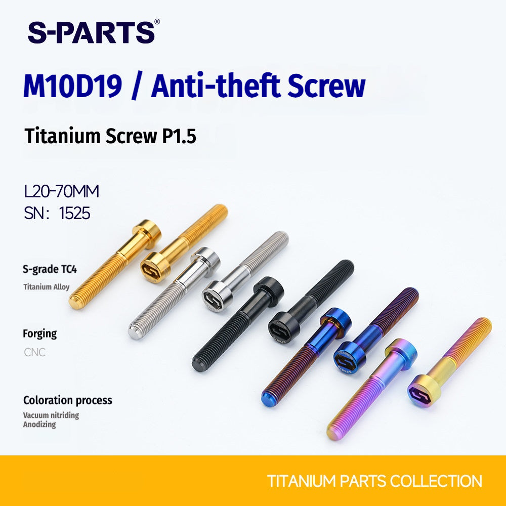 SPARTS Titanium Anti-Theft Fasteners M10 D19×L20-65 P1.5  – Brake Caliper Locking Screw for Motorcycle