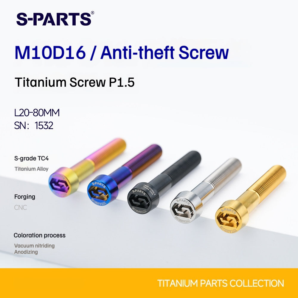 SPARTS Titanium Anti-Theft Fasteners M10×L20-80 D16 P1.5 – Brake Caliper Locking Screw for Motorcycle