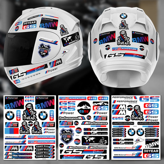 BMW Motorcycle Sticker Set | Creative Waterproof Decals for Helmet, Body & Panniers | BMW Logo & GS Adventure Styling