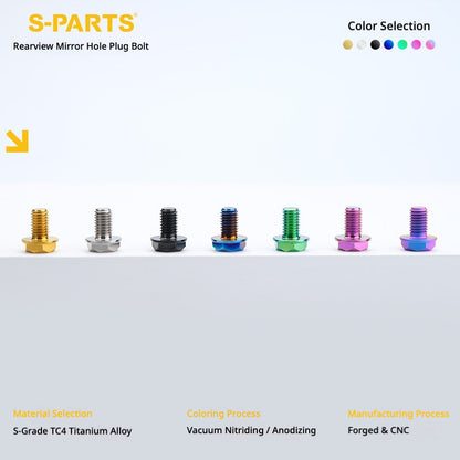 S-PARTS TC4 Titanium Mirror Plug Bolt M8 M10 RH/LH for Motorcycle