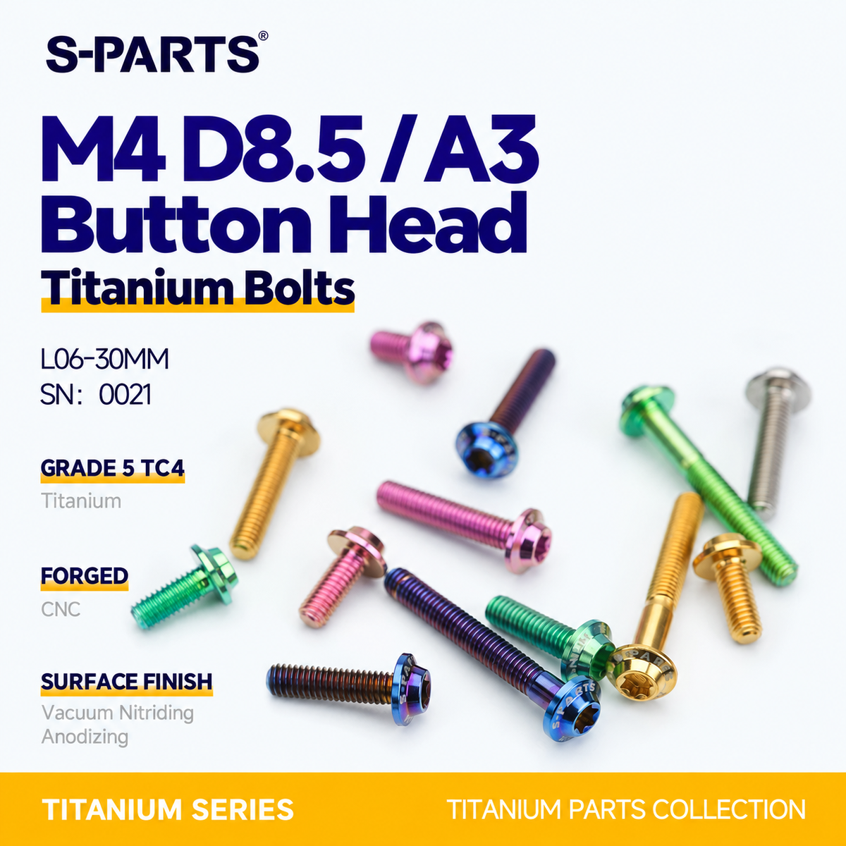 SPARTS M4✖️6–30mm D8.5 Titanium Torx Flanged Button Head Bolts