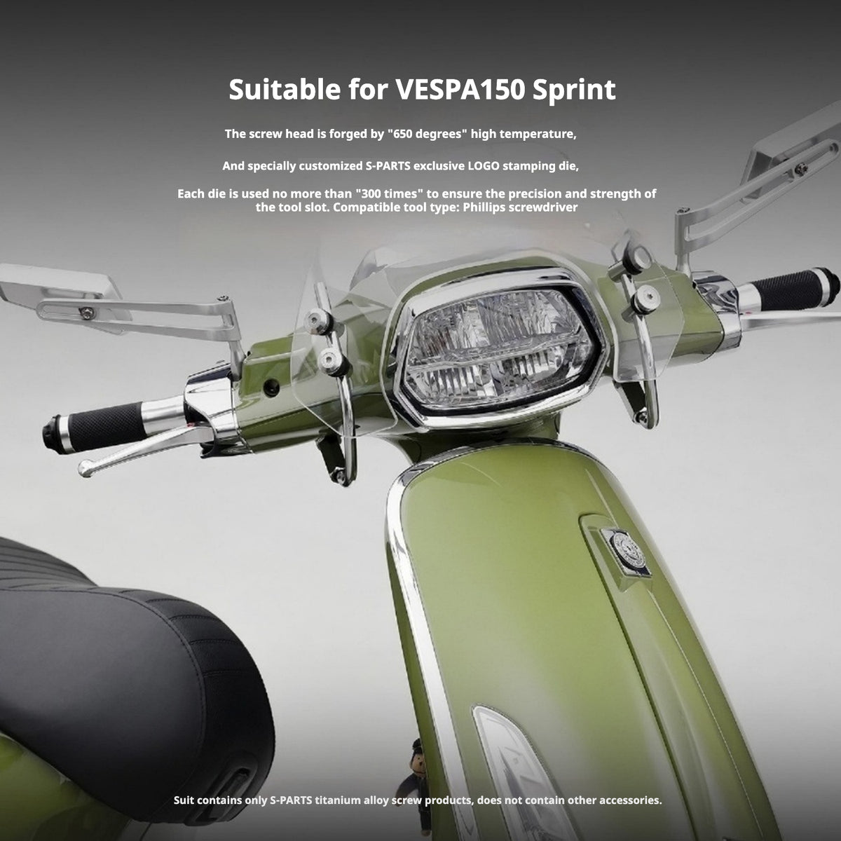 SPARTS Titanium Screw Set for Vespa Sprint/Primavera 150 – Custom Candy Color & CNC Titanium Upgrade Kit
