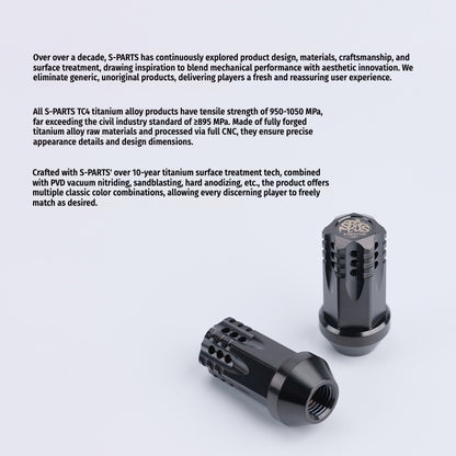 S-PARTS Titanium M12 Car Wheel Lug Nut Set
