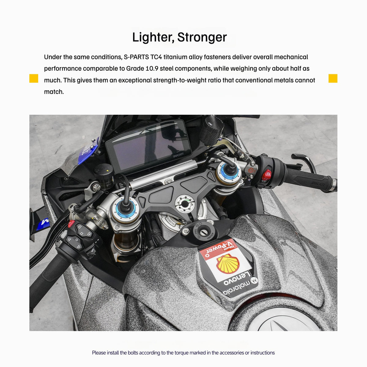 S-PARTS Titanium Front Fairing and Cockpit Fastener Kit for Ducati Panigale V4S 2025
