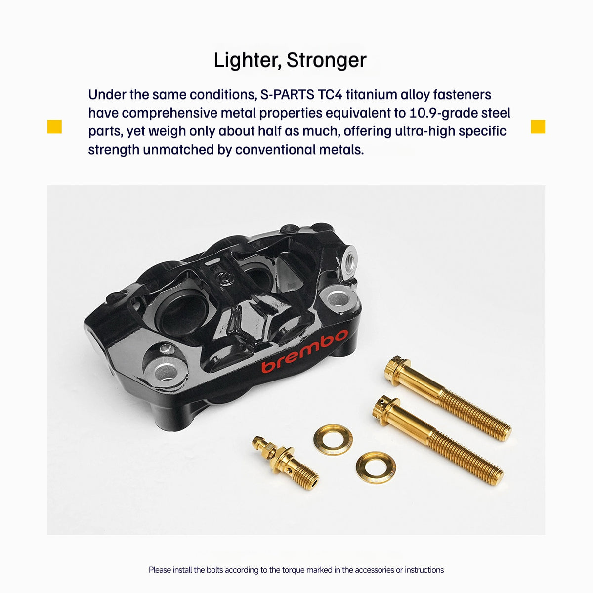 SPARTS Titanium Bolt Kit Compatible with BREMBO HYPURE Brake Caliper（Gold）