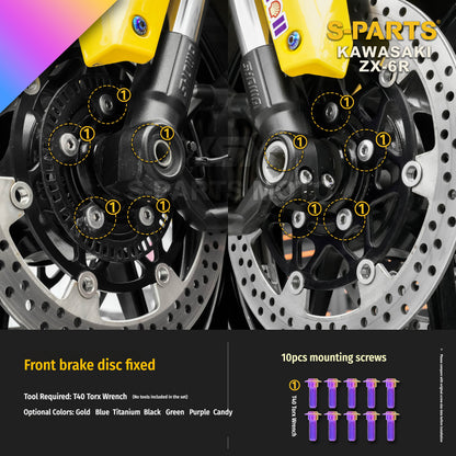 SPARTS Motorcycle Titanium Bolt Upgrade – S-Grade TC4 Bolt Kit for Kawasaki ZX-6R