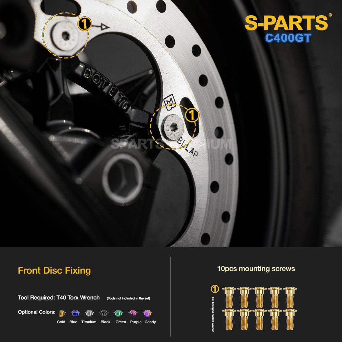 SPARTS Titanium Bolts Kit for BMW C400GT | Brake Calipers, Disc Rotors & Upgrade Accessories