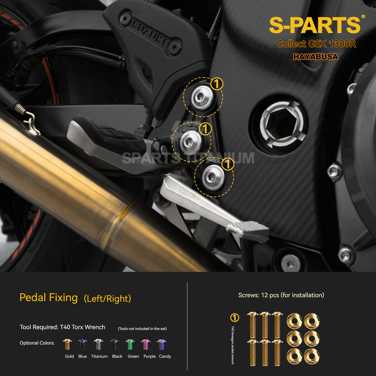 SPARTS Motorcycle Titanium Bolt Upgrade Kit for Suzuki GSX1300R Hayabusa