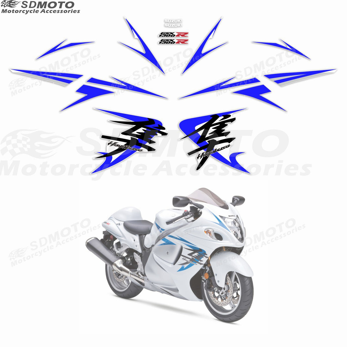 Suzuki Hayabusa GSX1300R Motorcycle Custom Decal Kit Waterproof Reflective Body Sticker Graphics