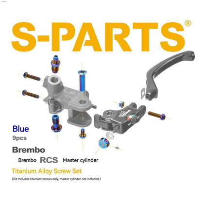 SPARTS Premium Titanium Bolt Kit for Brembo RCS Radial Brake Master Cylinder [9-Piece Set] |