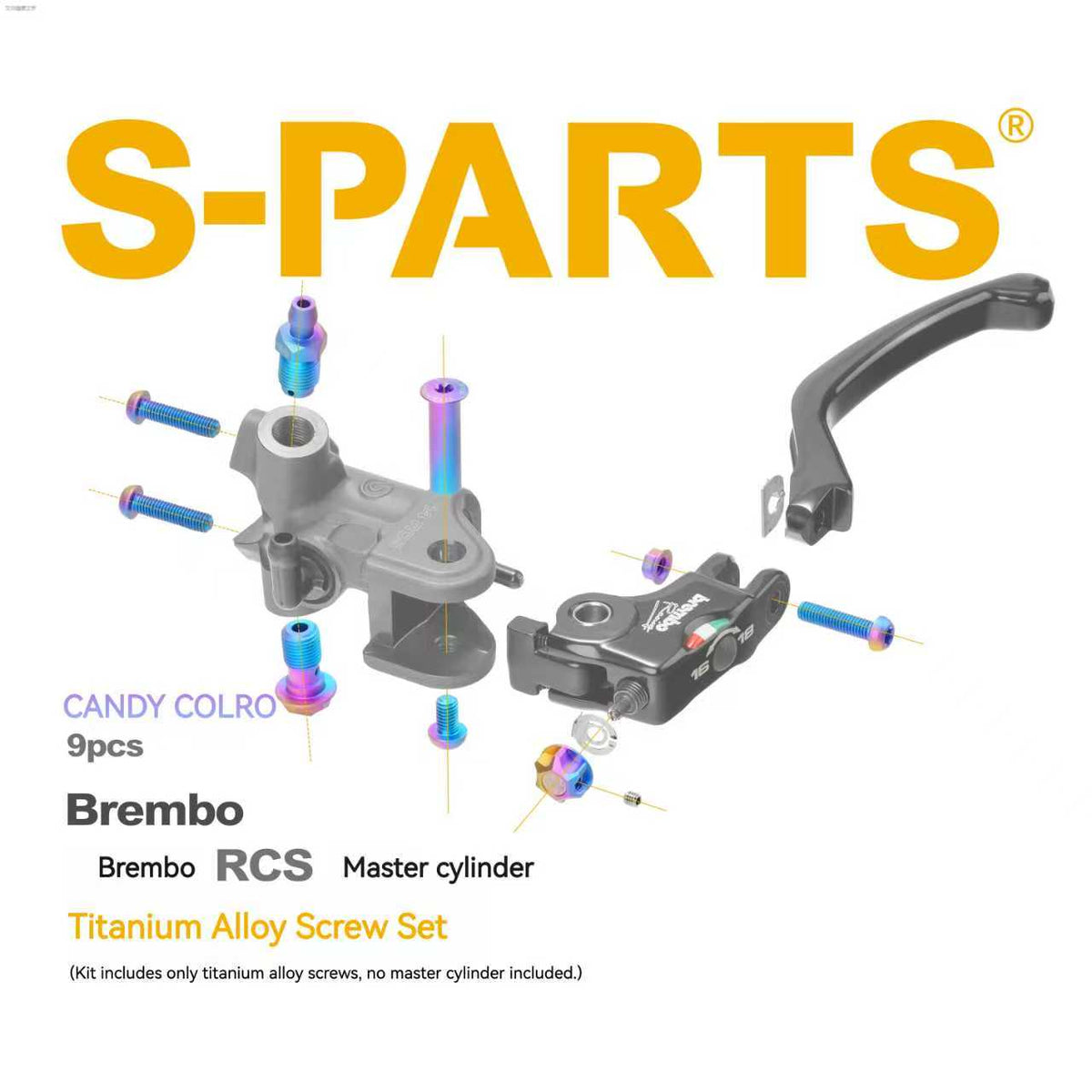 SPARTS Premium Titanium Bolt Kit for Brembo RCS Radial Brake Master Cylinder [9-Piece Set] |