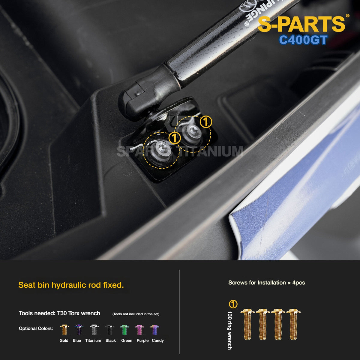 SPARTS Titanium Alloy Handlebar Control & Seat Box Bolts Kit for BMW C400GT