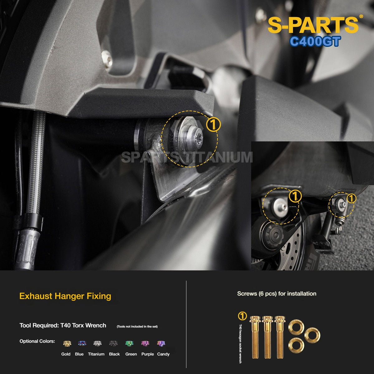 SPARTS Titanium Bolts Kit for BMW C400GT | Transmission Cover, Exhaust Heat Shield & Rear Suspension