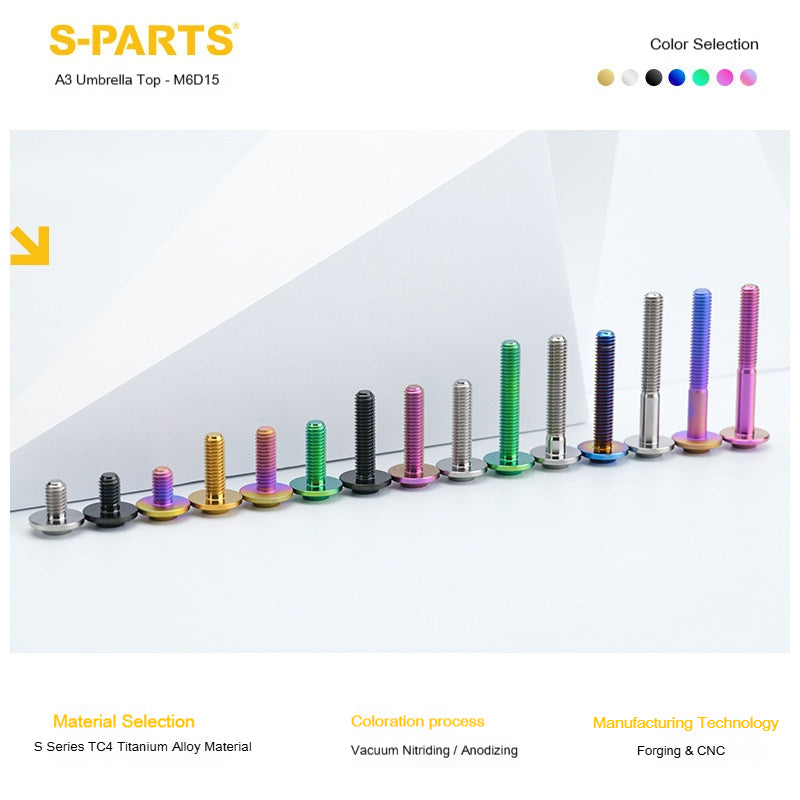SPARTS A3 Series M6 Titanium Button Head Bolt D15 Grade TC4 | Motorcycle &Bike Upgrade Screw