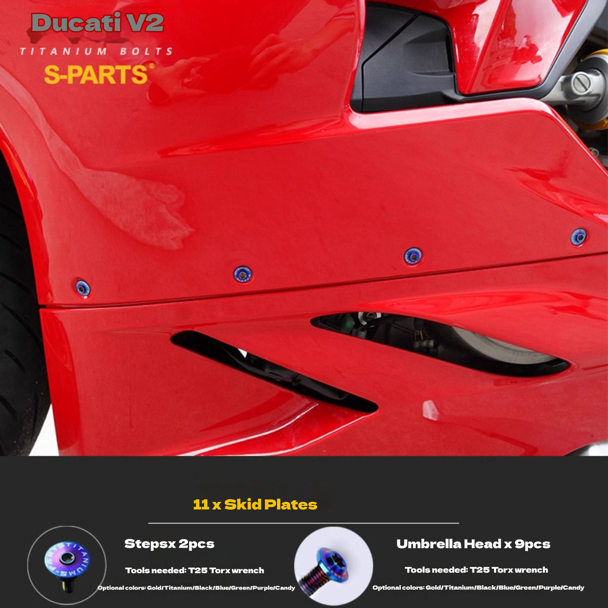 S-PARTS  Compatible with / Suitable for Ducati DUCATI V2 Full Titanium Bolt Kit