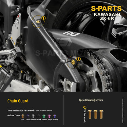 SPARTS Motorcycle Titanium Bolt Upgrade – S-Grade TC4 Bolt Kit for Kawasaki ZX-6R