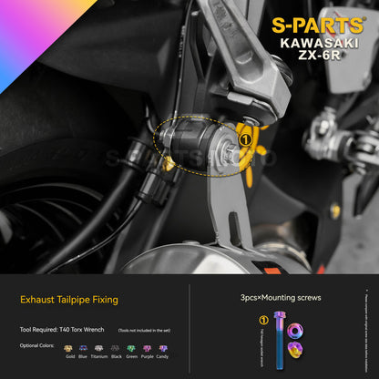 SPARTS Motorcycle Titanium Bolt Upgrade – S-Grade TC4 Bolt Kit for Kawasaki ZX-6R
